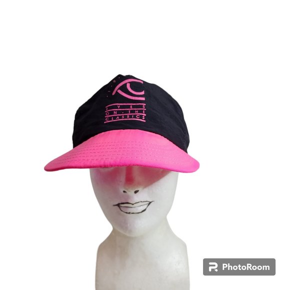 VINTAGE 1991 EYES ON THE CLASSICS HAT CAP MADE IN USA SNAPBACK NEON PINK BLACK - Picture 2 of 6